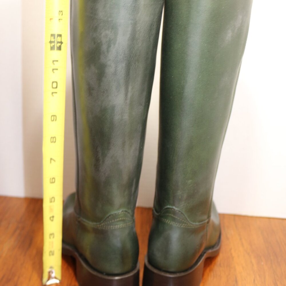 Frye Tall Leather Heeled Boots in Deep Green - Picture 4 of 6